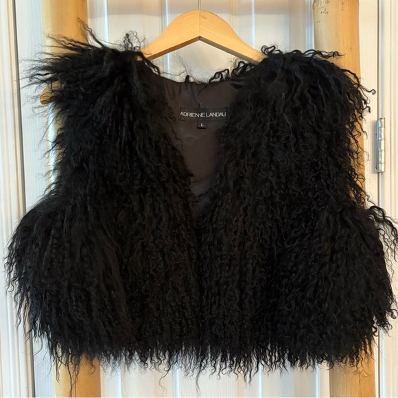 Adrienne Landau Jackets & Blazers - ⭐️HP! Adrienne Landau Cropped Mongolian Fur Vest in Black. Size L. Brand new!